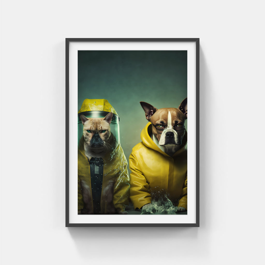 Canine Hazmat Duo: Dogs Suited for Safety Wall Art