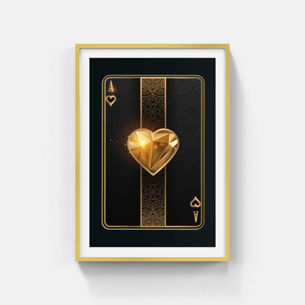 Ace of Heart in Gold Wall Art Canvas Home Decor Prints Art Wall Pictures