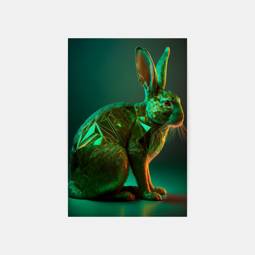 Emerald Hare: Rabbit in Crystal Green Wall Art