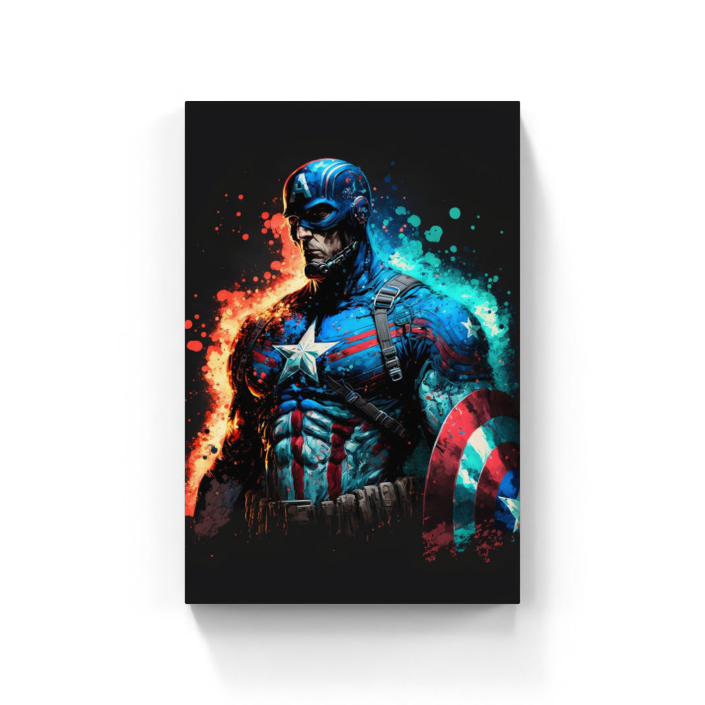 Captain America on Fire: Heroic Flames Wall Art