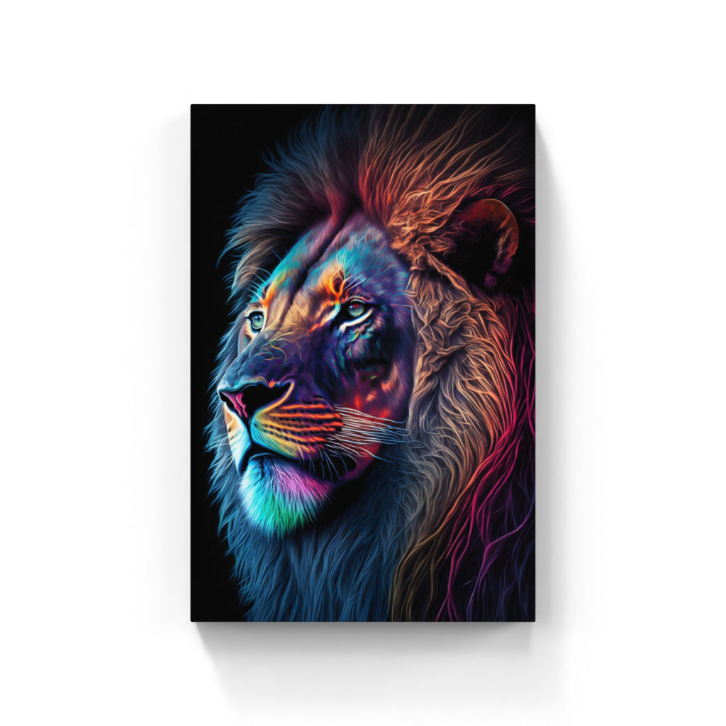 Vibrant Majesty: Colorful Lion Face Wall Art