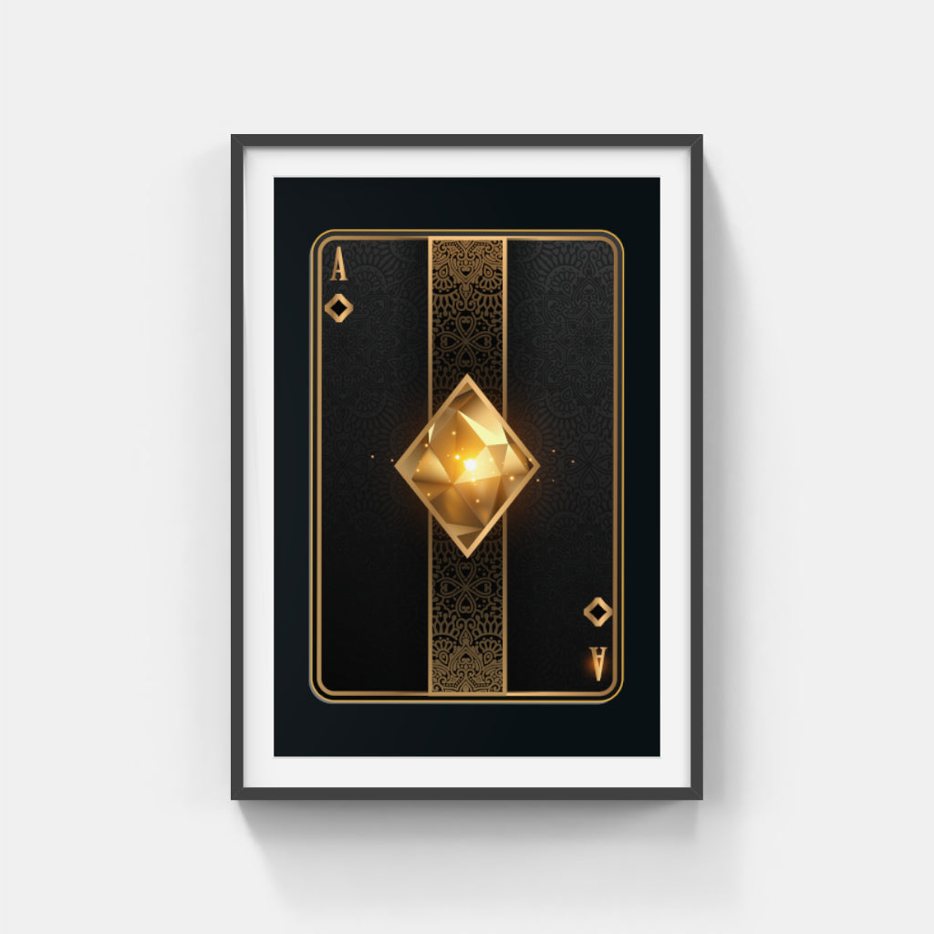 Ace of Diamonds in Gold Wall Art Canvas Home Decor Prints Art Wall Pictures