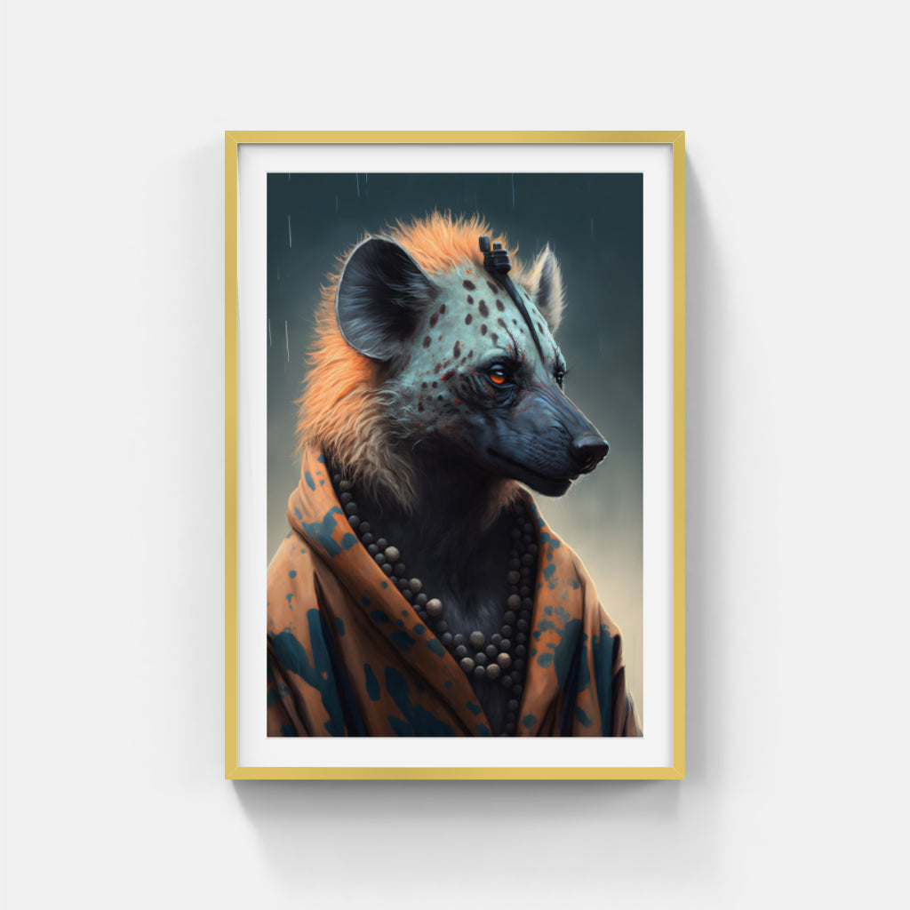 Dapper Hyena: Stylish in Clothing and Necklace Wall Art