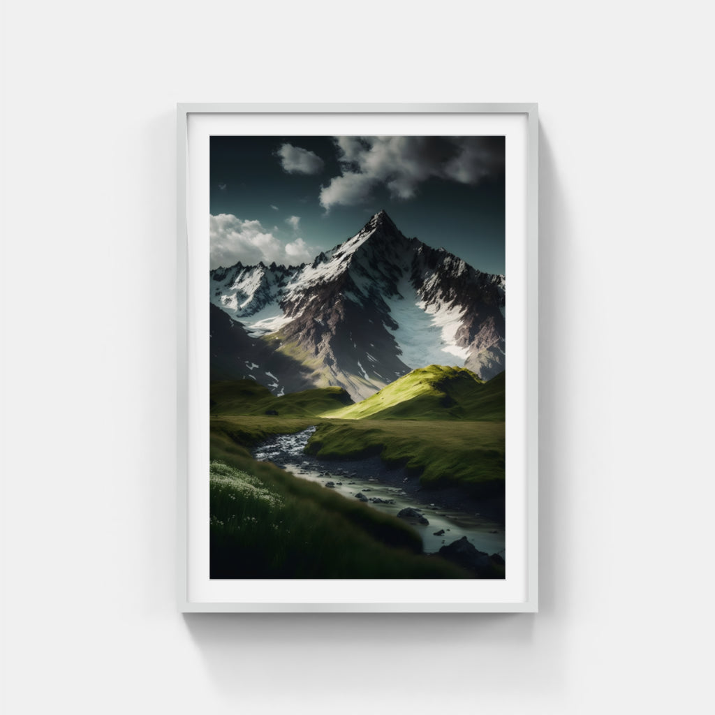 Majestic Flow: Mountain Serenity and River Grace Wall Art