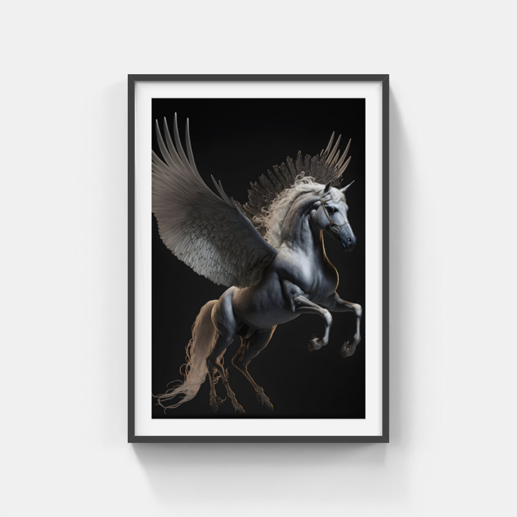 Celestial Steed: Winged Horse in Midnight Flight Wall Art