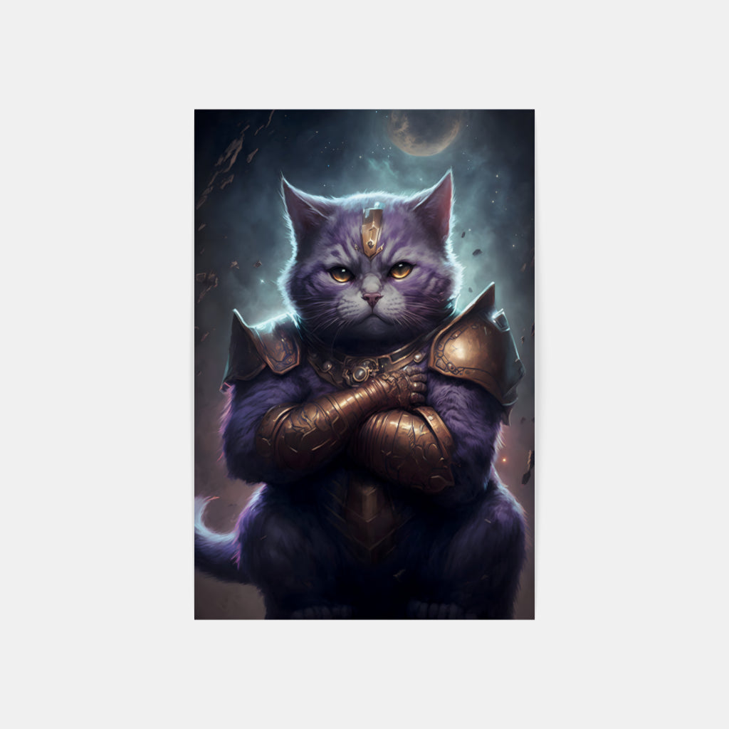 Valiant Sentinel: The Armored Cat Wall Art