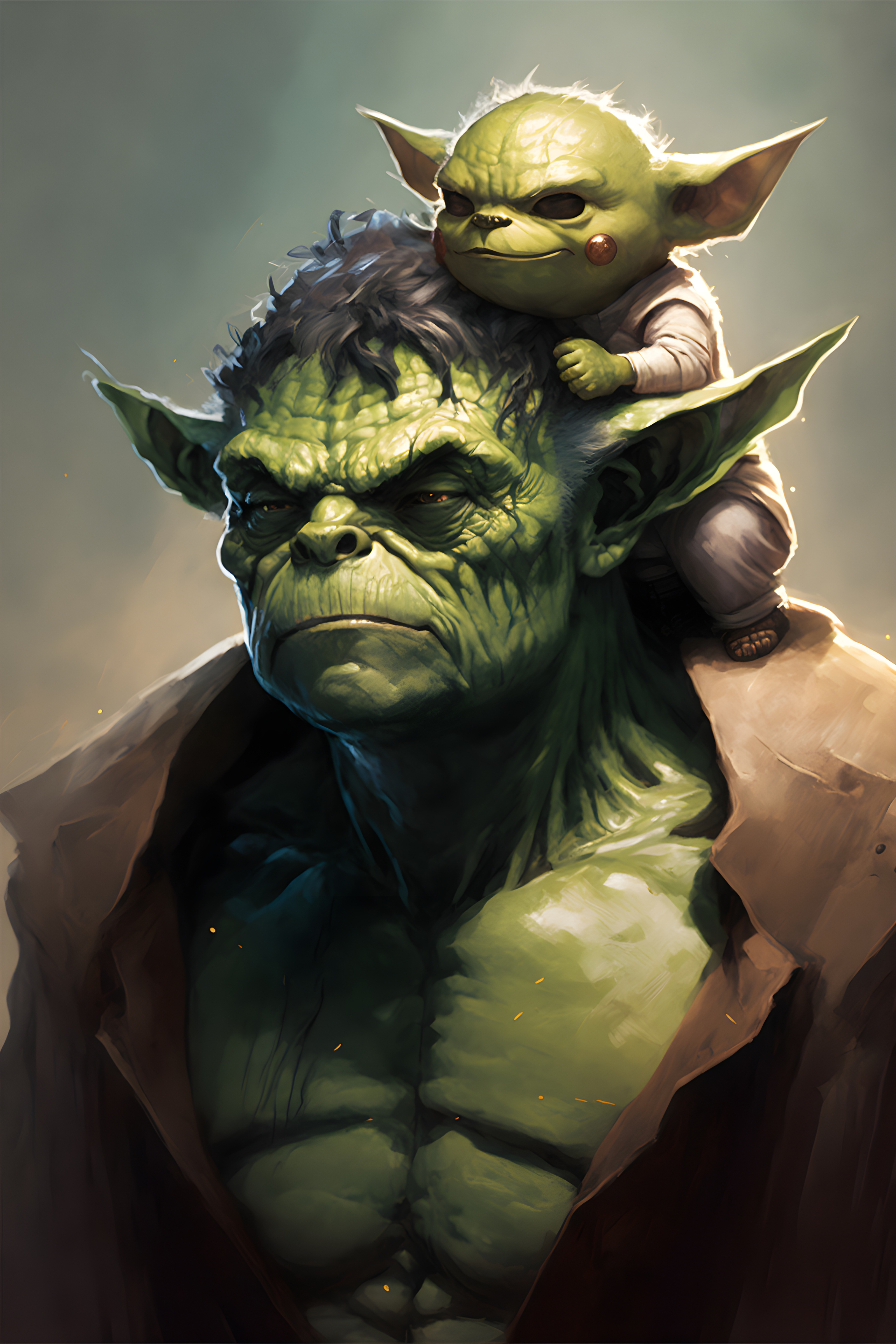 Muscle Master Yodas: Powerful and Buffed Wall Art