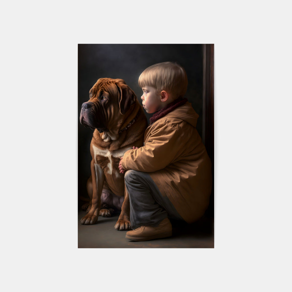 Vintage Bond: Dog and Kid in Timeless Friendship Wall Art