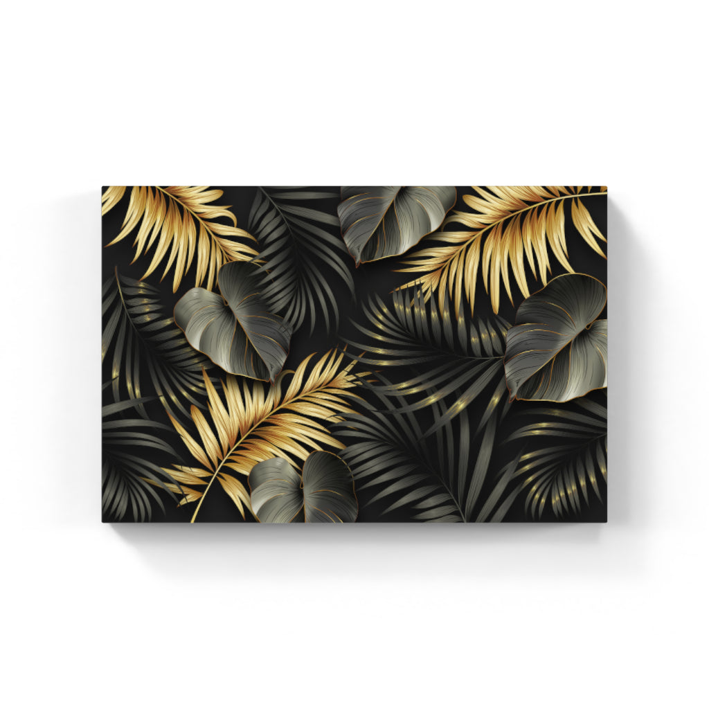 Golden Foliage: Black and Gold Elegance Wall Art