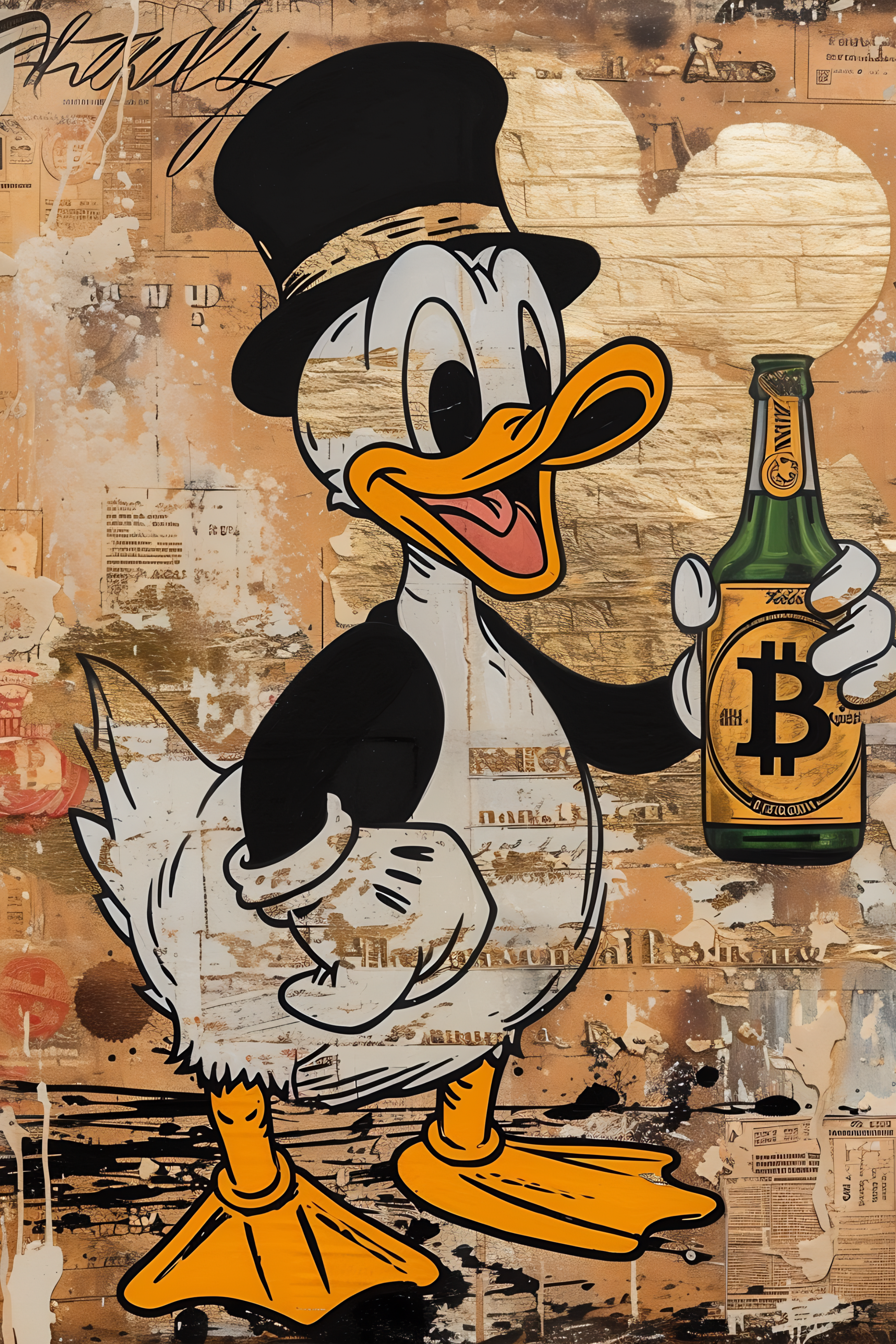 Rich Duck Bitcoin Wall Art Canvas,Home Decor Prints, Art Wall Pictures