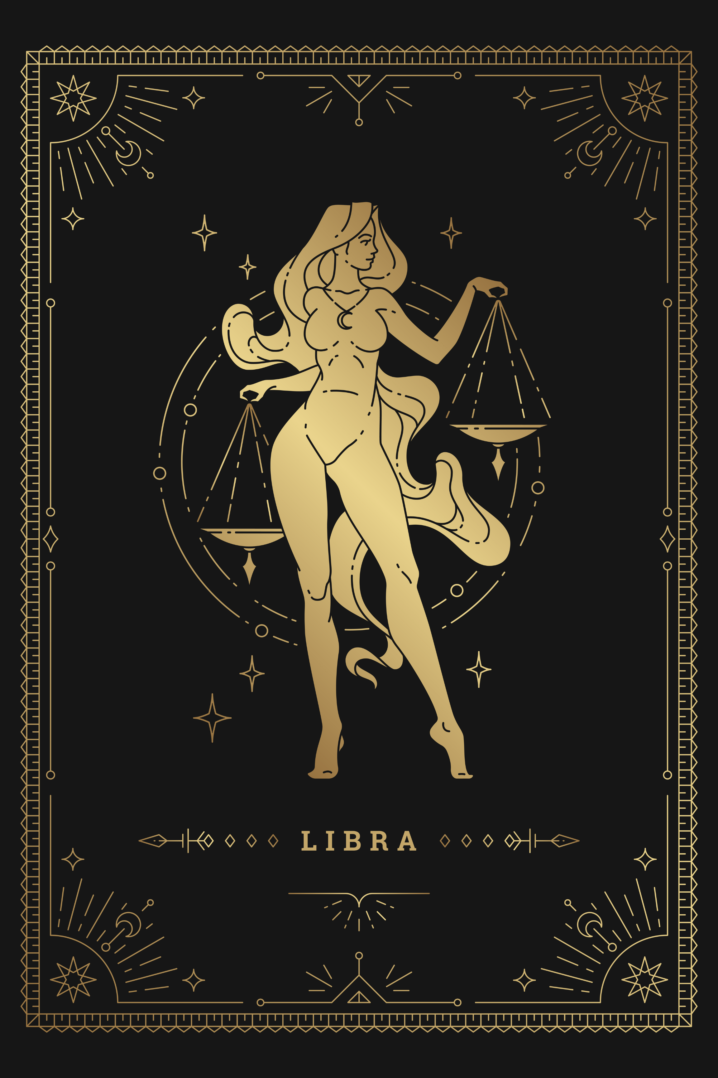 Golden Libra: Balance and Brilliance in Gold Wall Art