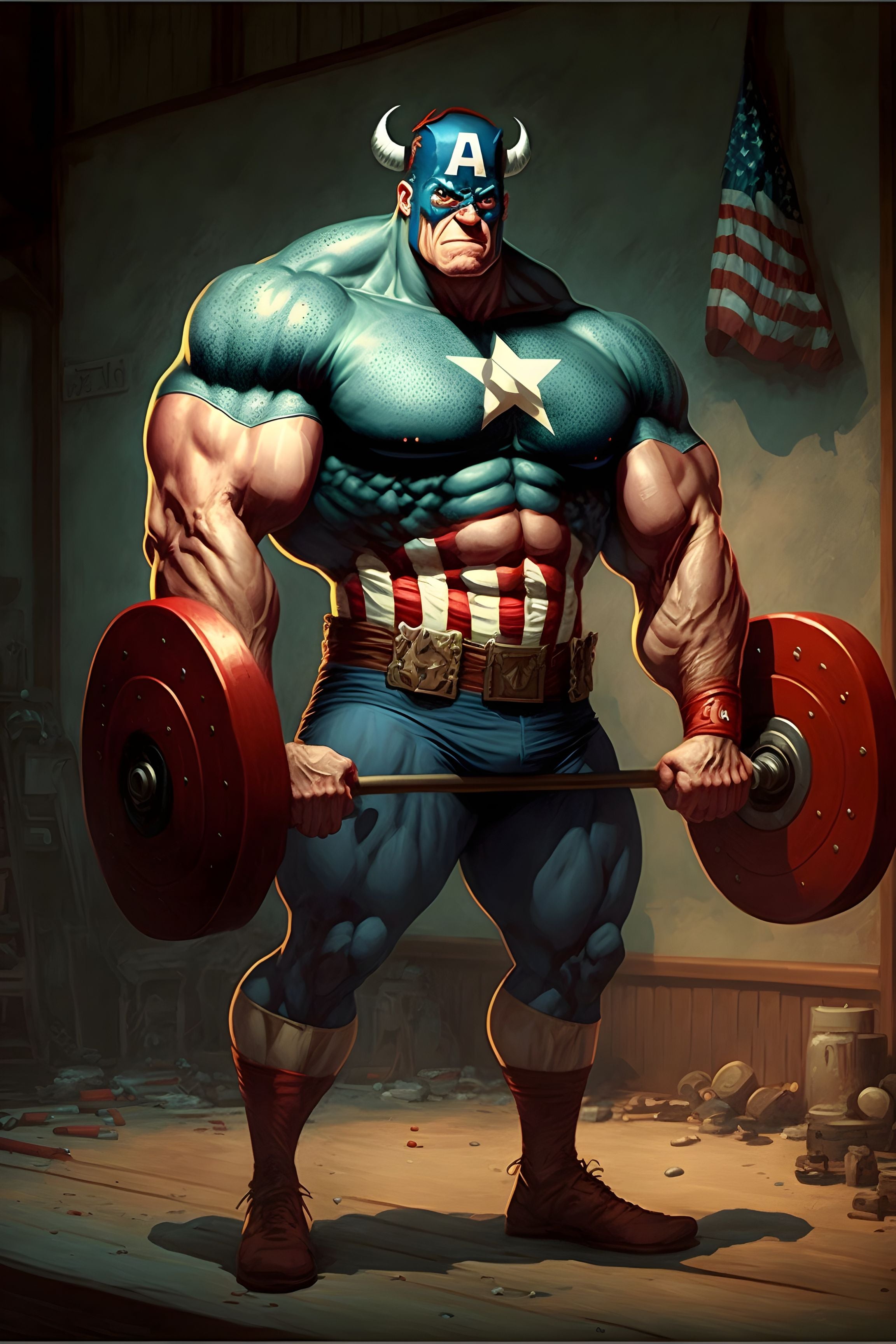 Captain America's Workout: Strength and Justice in Motion Wall Art