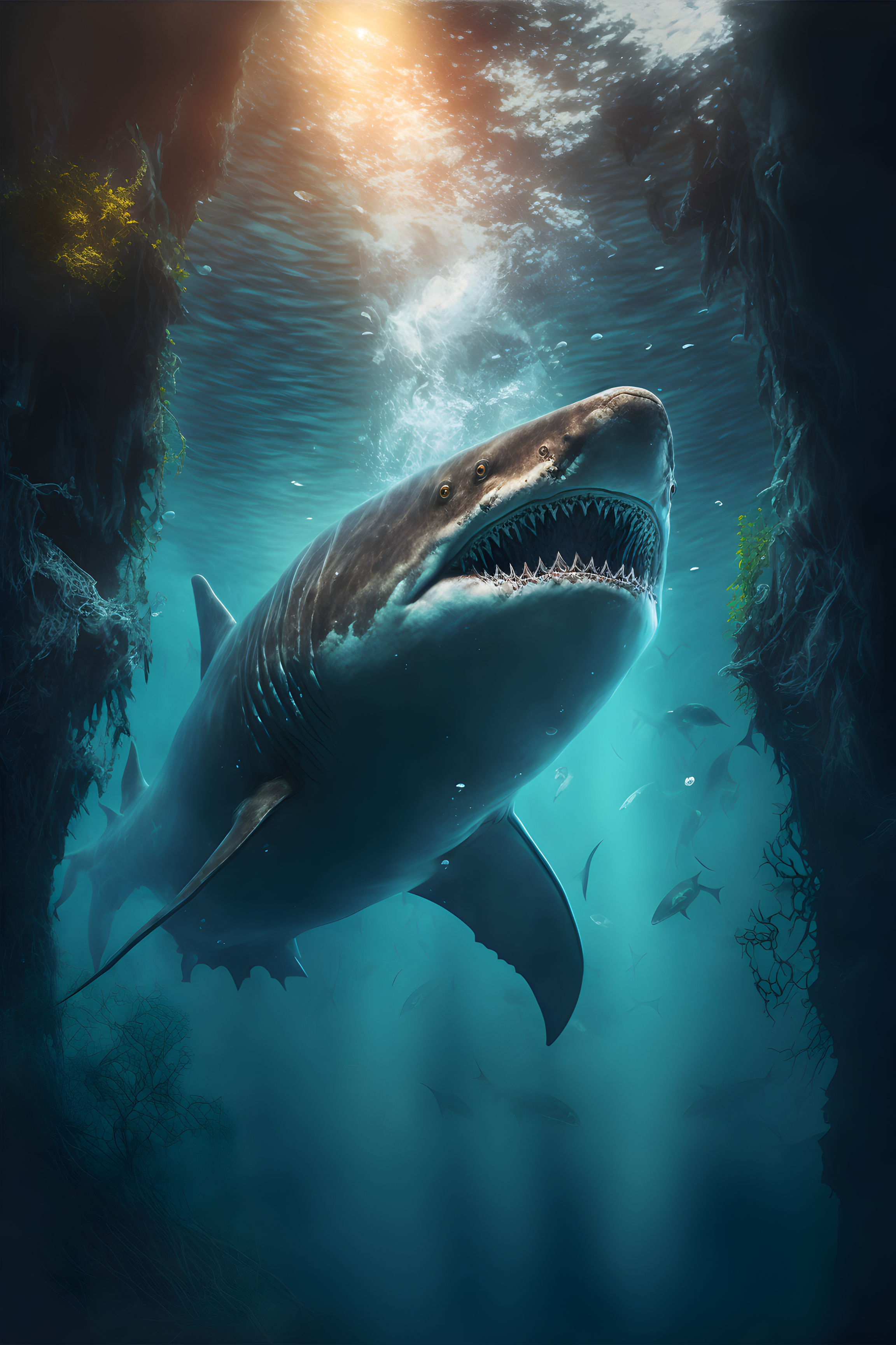 Crystal Depths: The Shark in Pristine Waters Wall Art