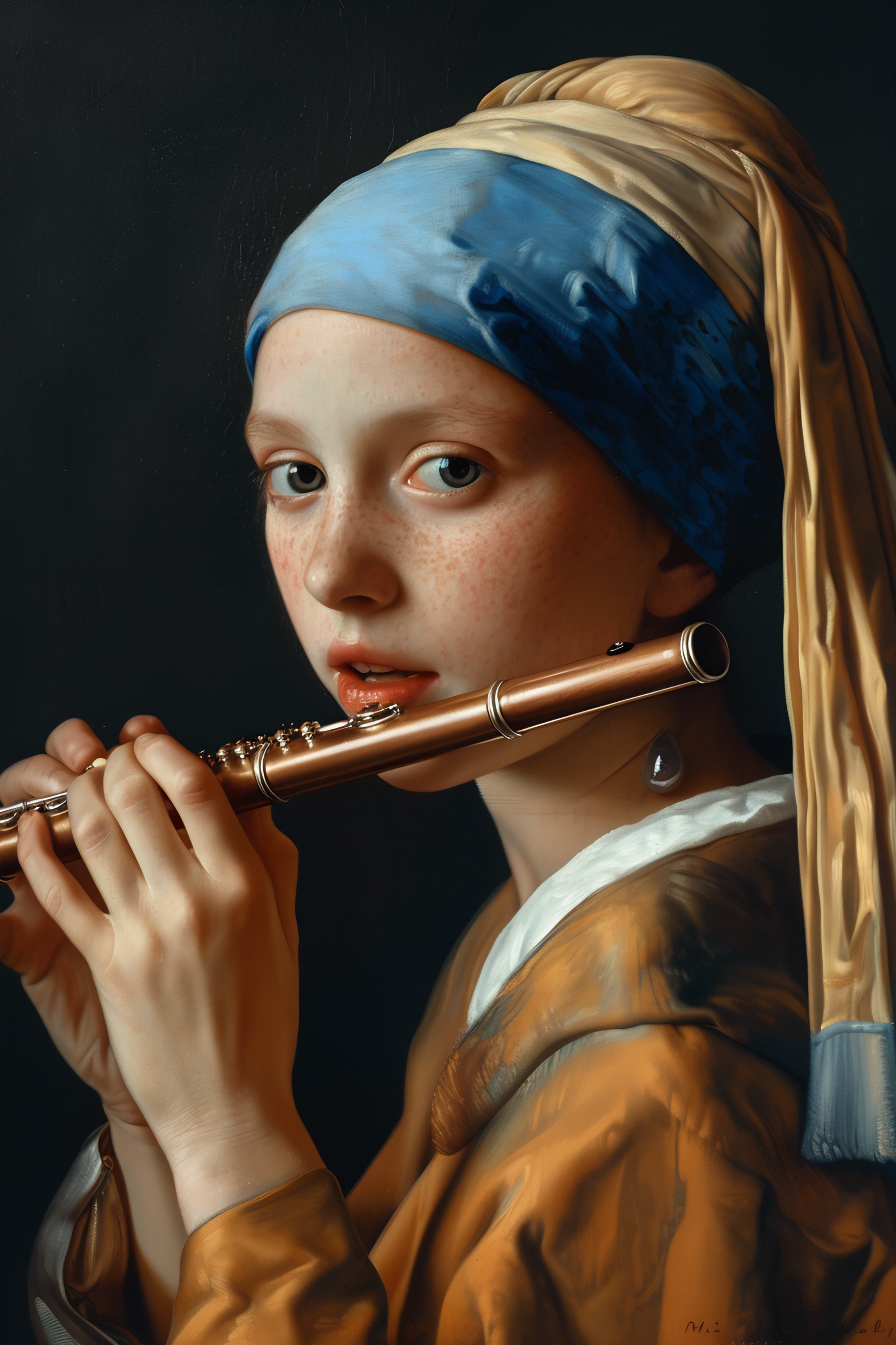 Woman Playing Flute Wall Art Canvas,Home Decor Prints, Art Wall Pictures