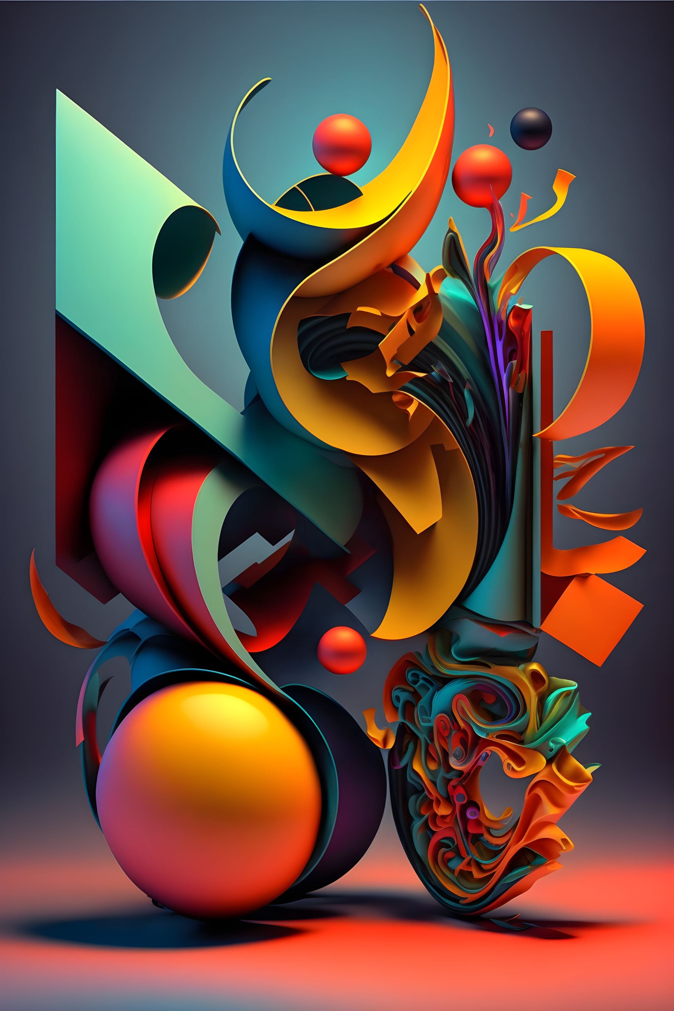 Abstract Colorful Geometries: A Fusion of Artistic Forms Wall Art