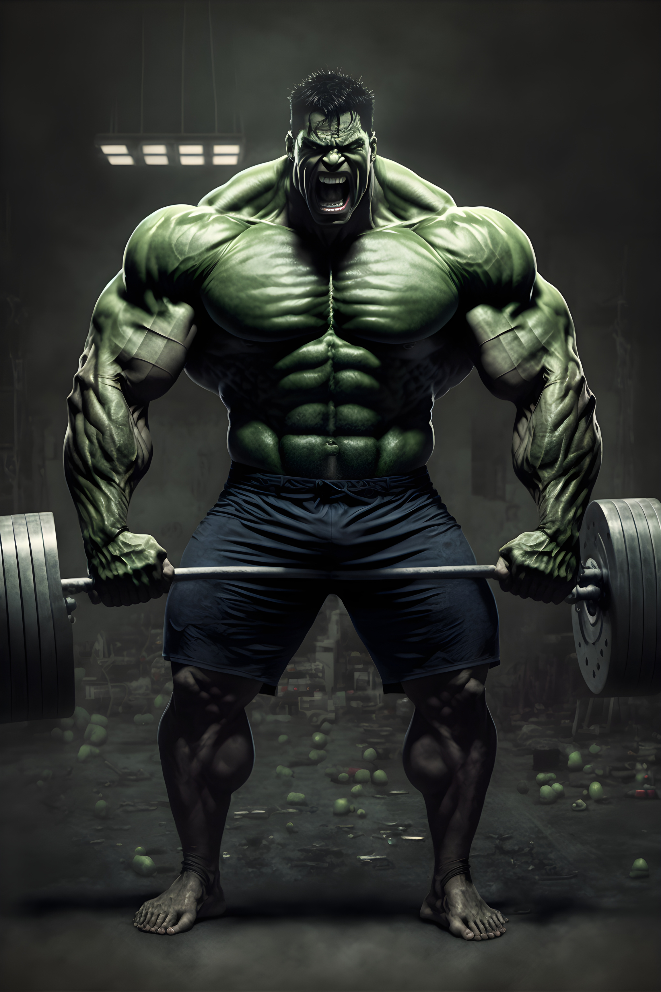 Smashing Gains: Hulk's Workout Session Wall Art