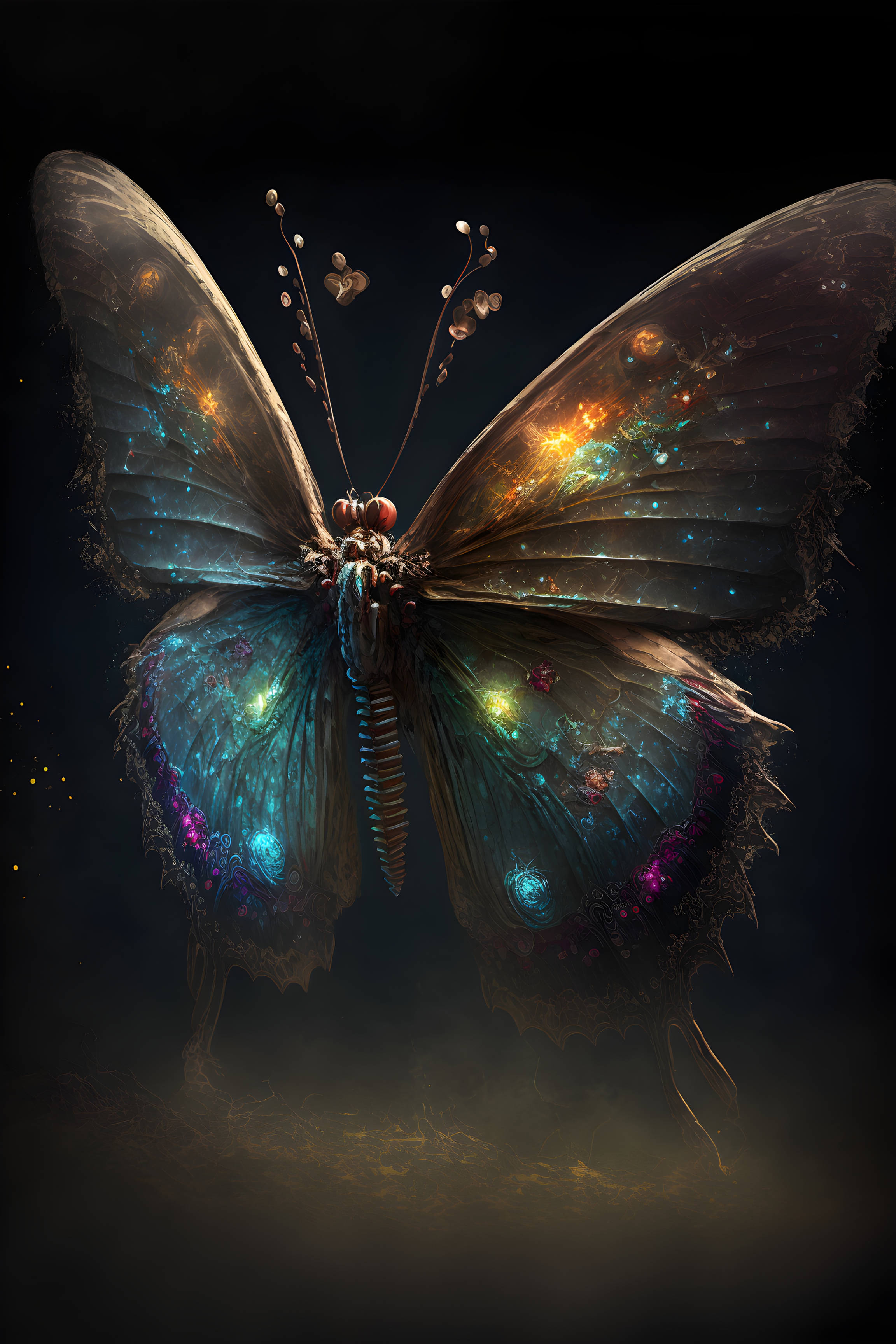 Illuminated Elegance: The Butterfly's Luminous Wings Wall Art