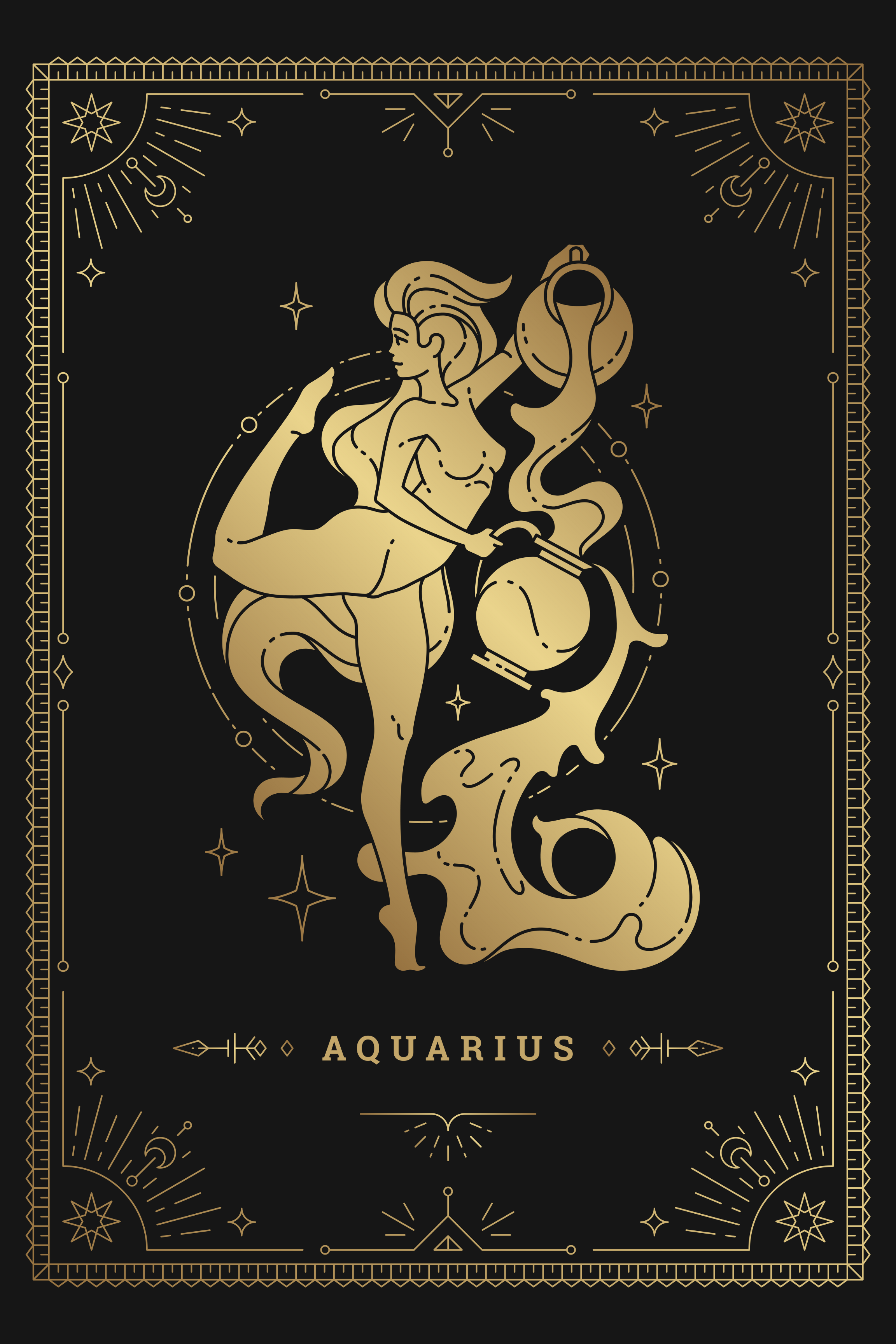 Golden Aquarius: Innovation and Radiance in Harmony Wall Art