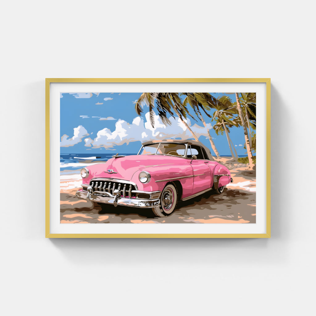 Pink Car Wall Art Canvas,Home Decor Prints, Art Wall Pictures