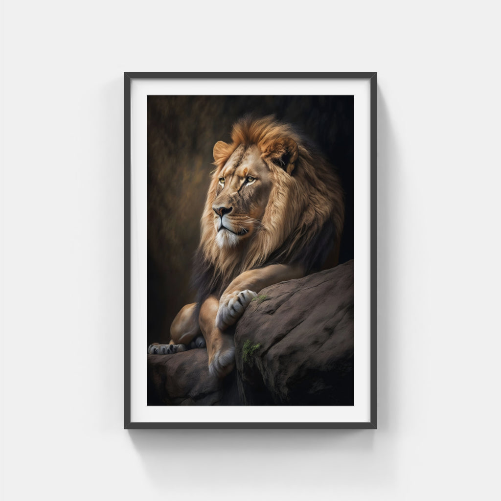 Shrine Guardian: Majestic Lion at Rest Wall Art