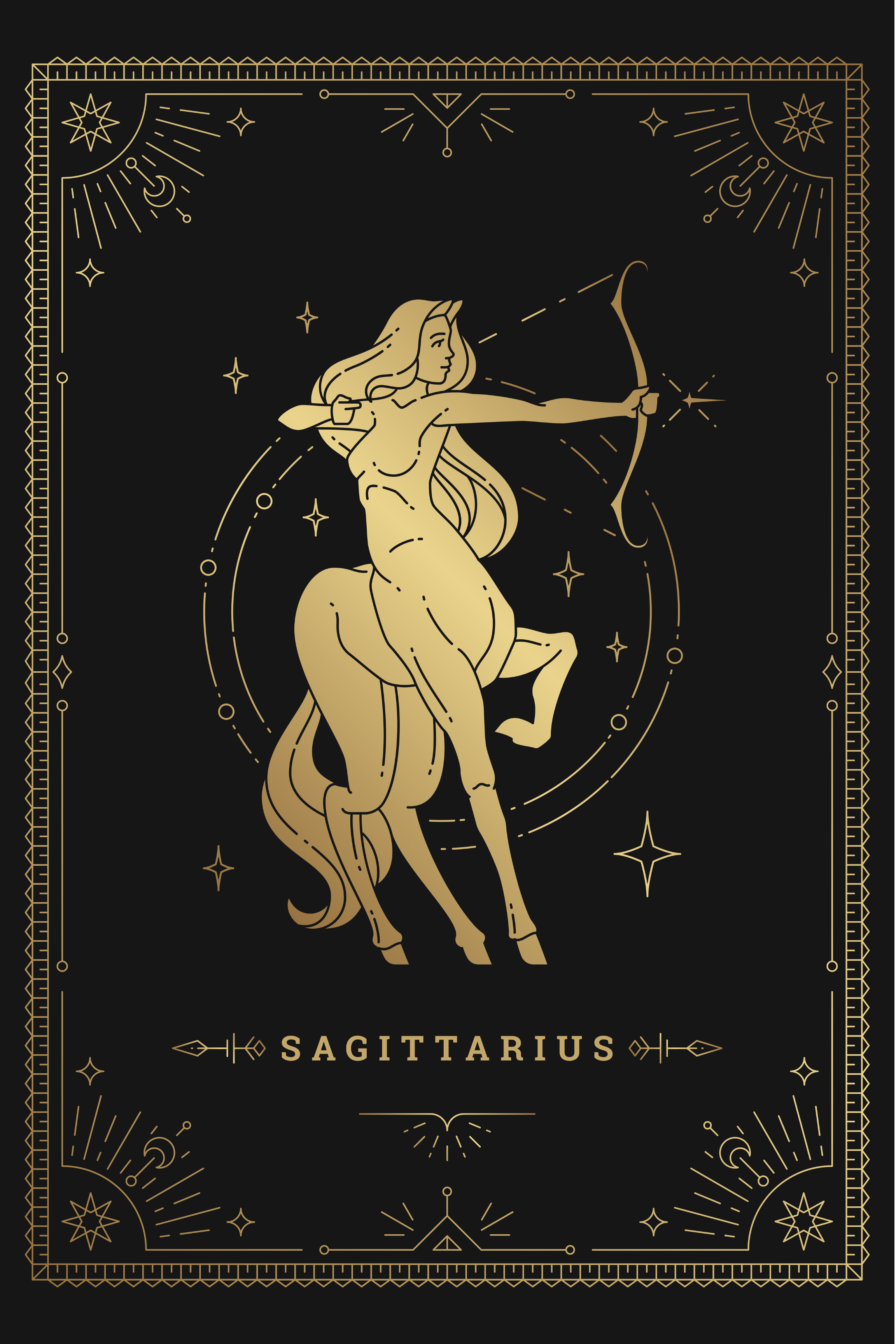 Golden Sagittarius: Archer's Radiance and Adventure Wall Art Canvas Home Decor Prints Art Wall Pictures