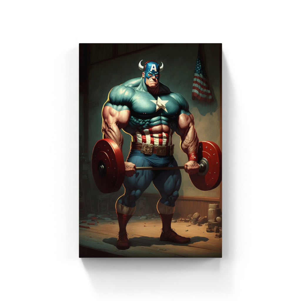 Captain America's Workout: Strength and Justice in Motion Wall Art