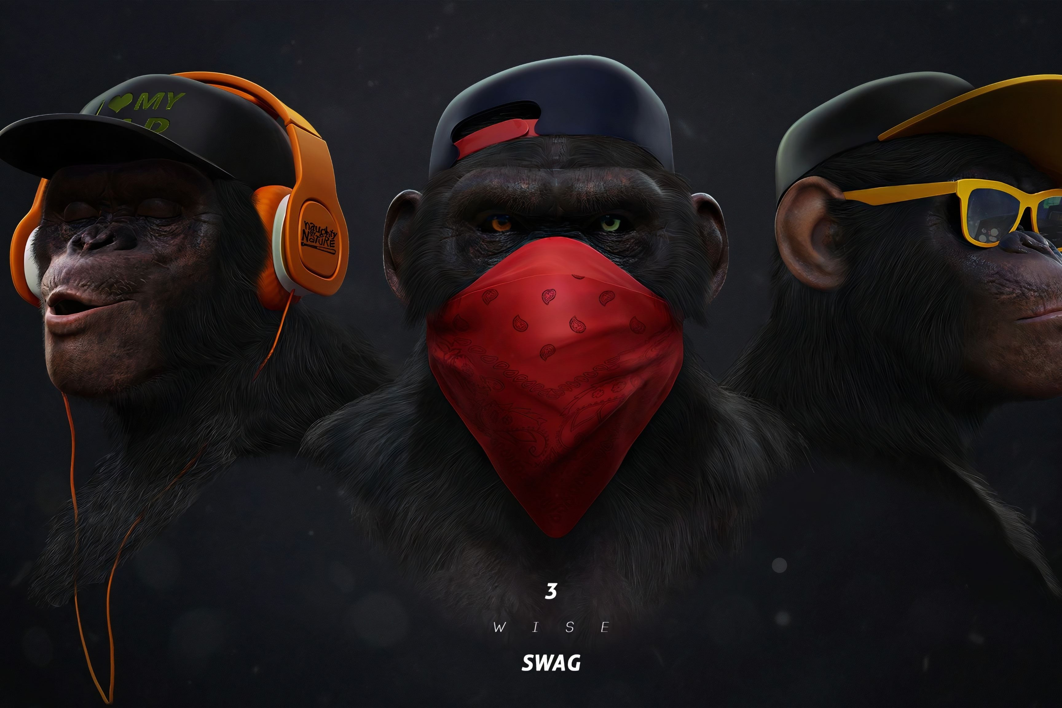 Apes in Art: Trio of Artistic Primates Wall Art