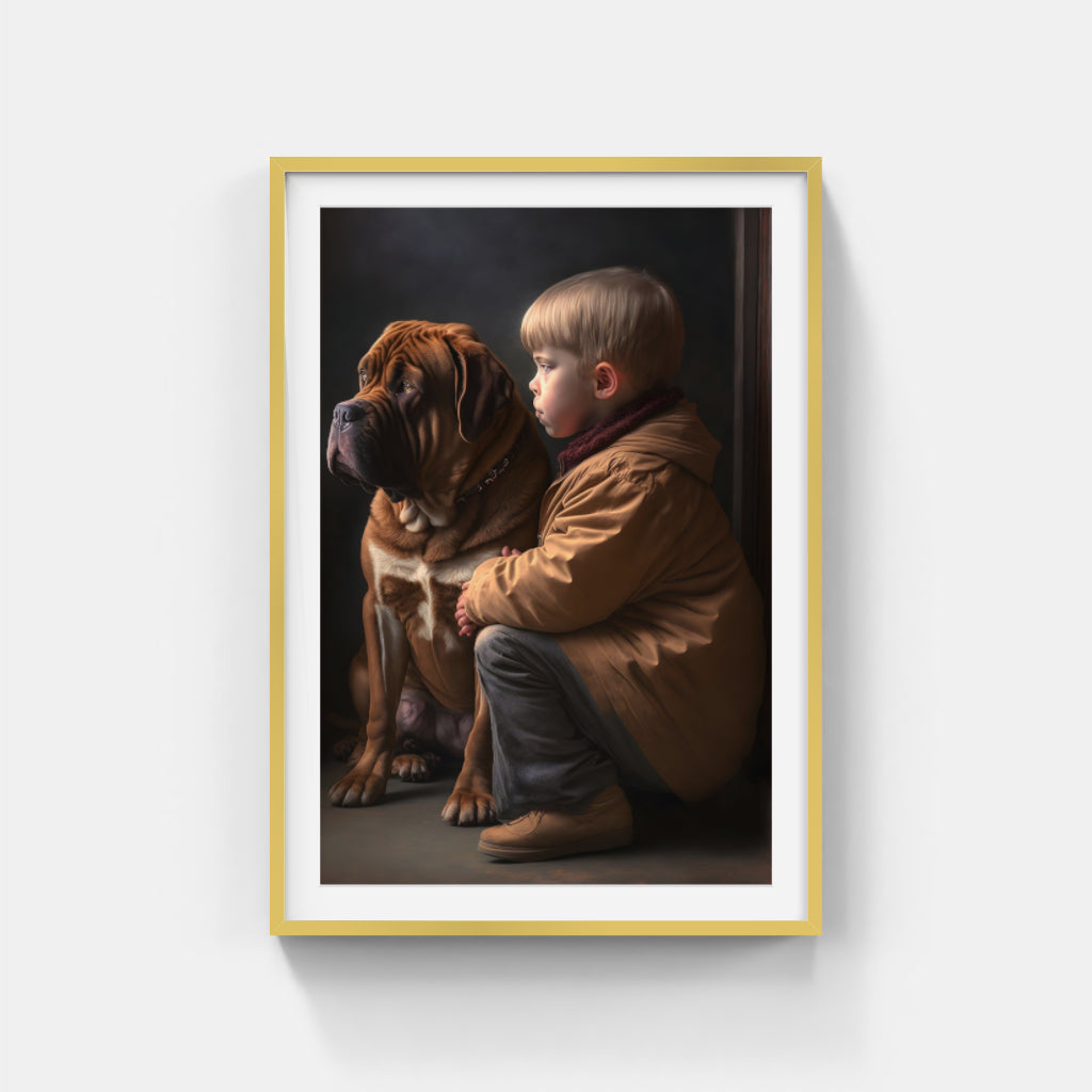 Vintage Bond: Dog and Kid in Timeless Friendship Wall Art