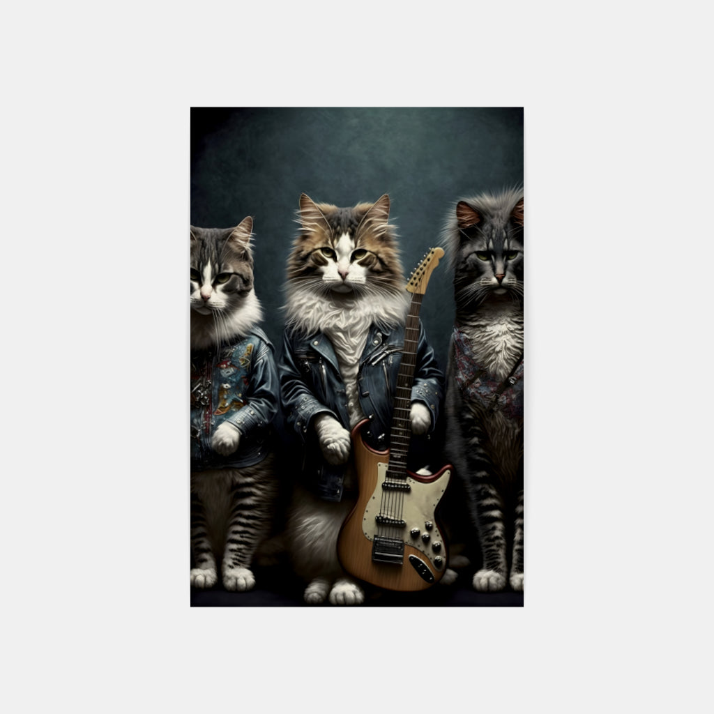 Rockin' Felines: Three Cats in a Band Wall Art