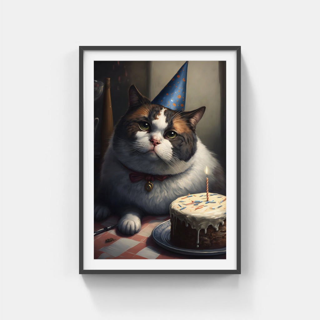 Chubby Cat Celebrates: A Birthday Portrait Wall Art