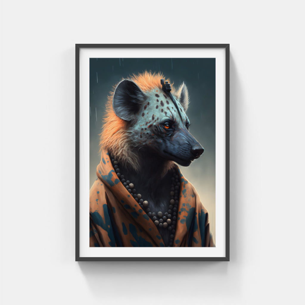 Dapper Hyena: Stylish in Clothing and Necklace Wall Art