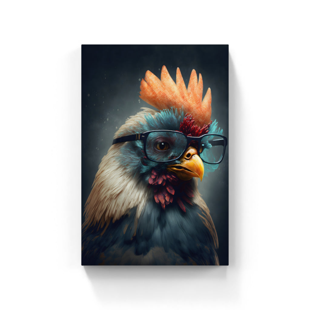 Feathered Scholar: The Wise Hen with Eyeglasses Wall Art