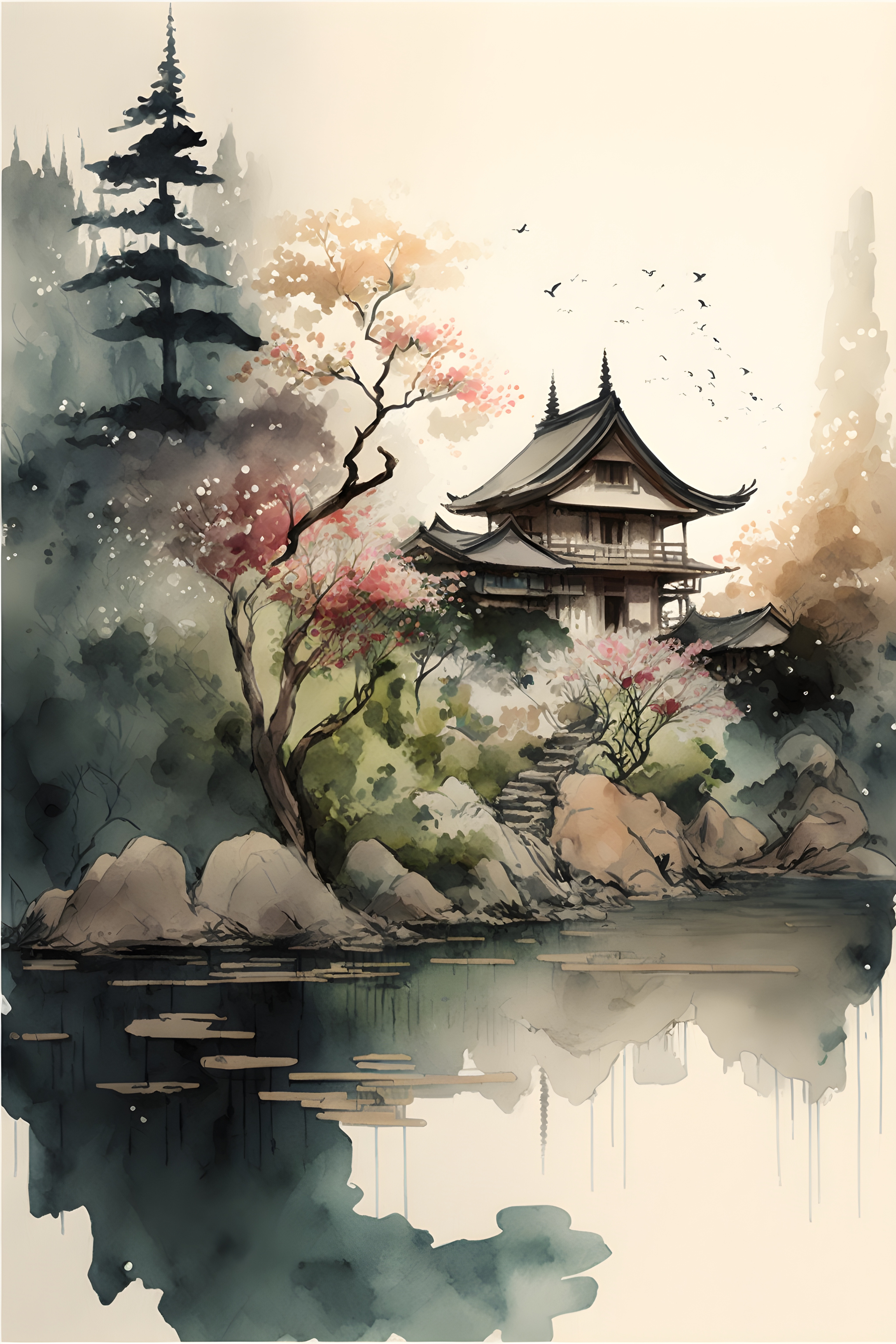 China House Painting Wall Art Canvas Home Decor Prints Art Wall Pictures