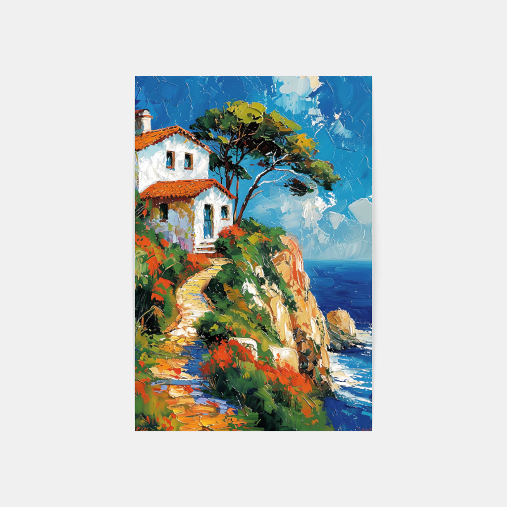 House With Ocean View Wall Art Canvas,Home Decor Prints, Art Wall Pictures