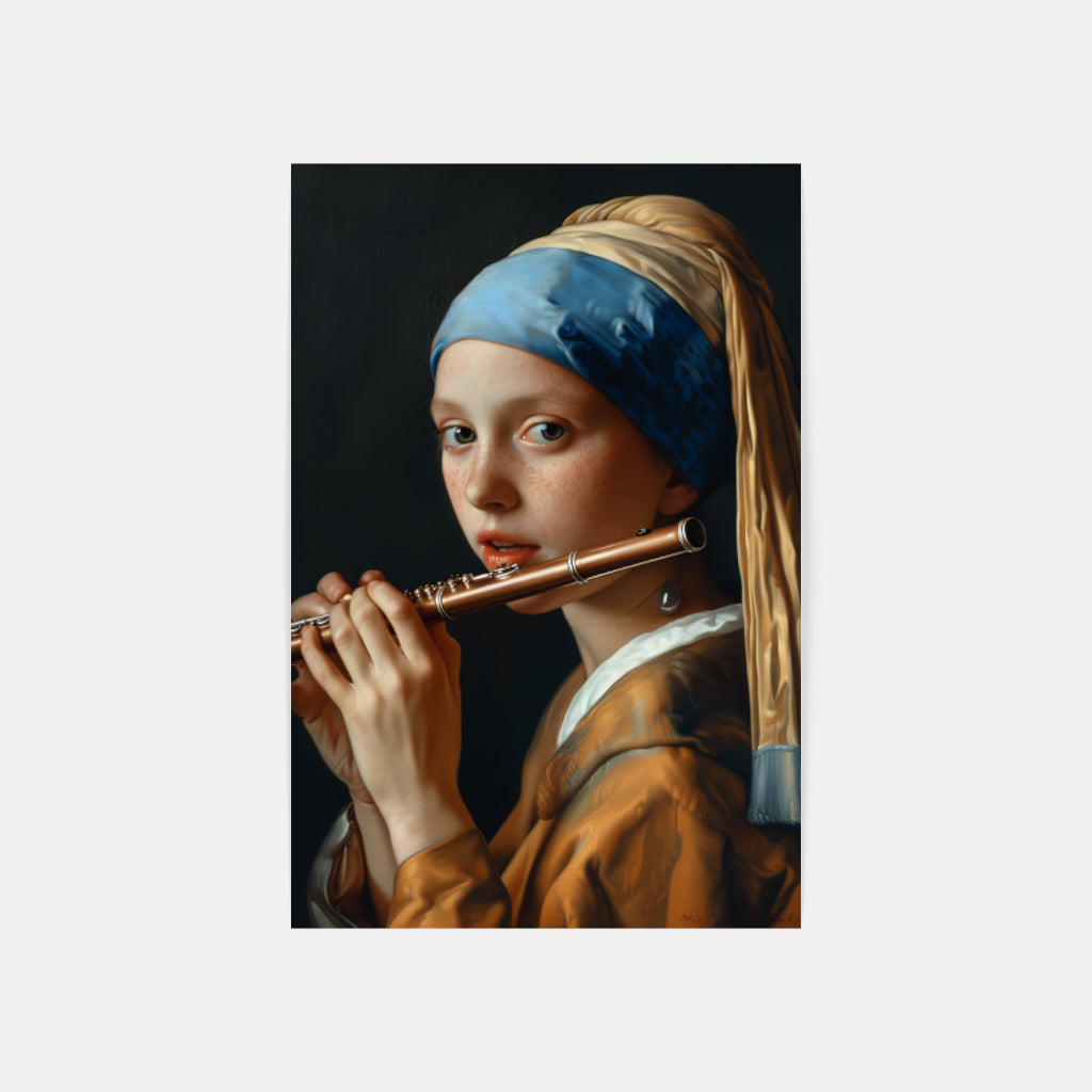 Woman Playing Flute Wall Art Canvas,Home Decor Prints, Art Wall Pictures