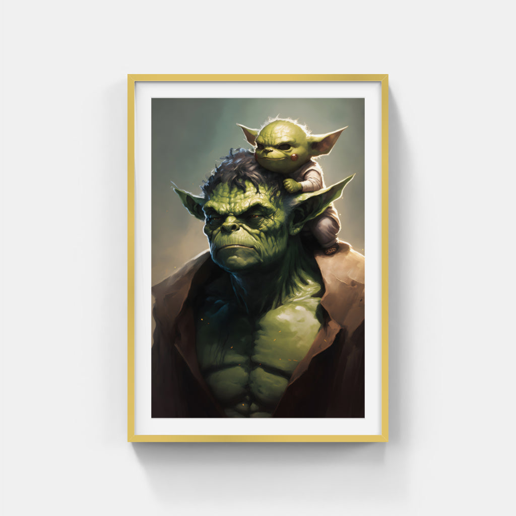 Muscle Master Yodas: Powerful and Buffed Wall Art