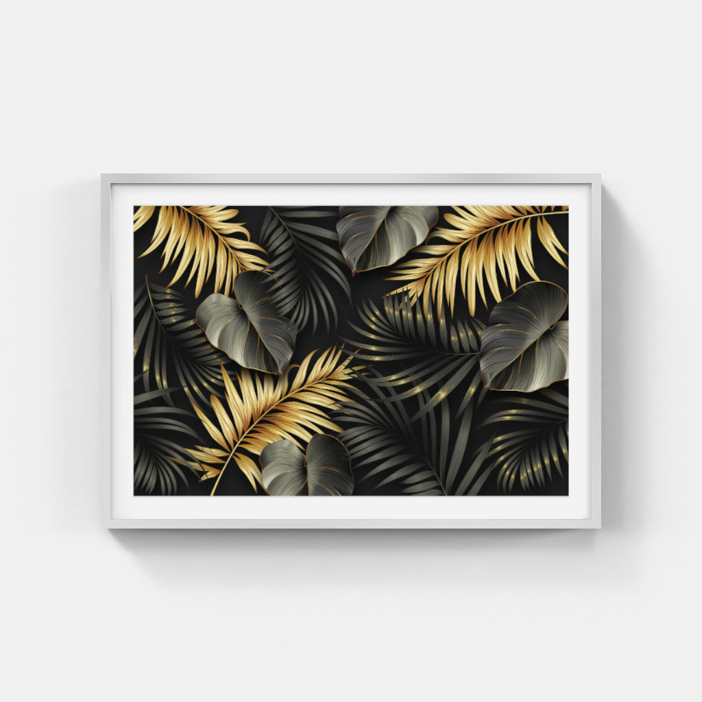 Golden Foliage: Black and Gold Elegance Wall Art