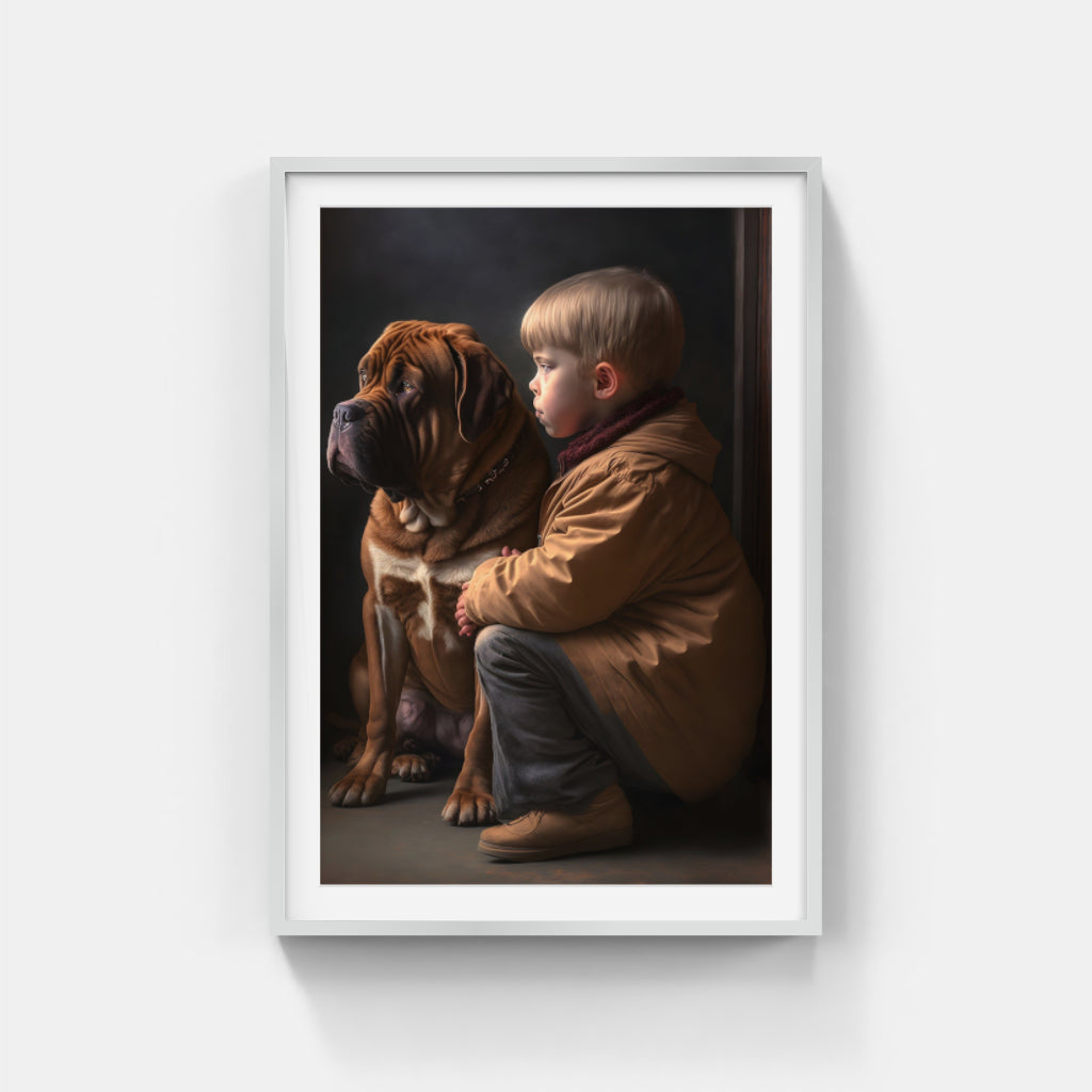 Vintage Bond: Dog and Kid in Timeless Friendship Wall Art