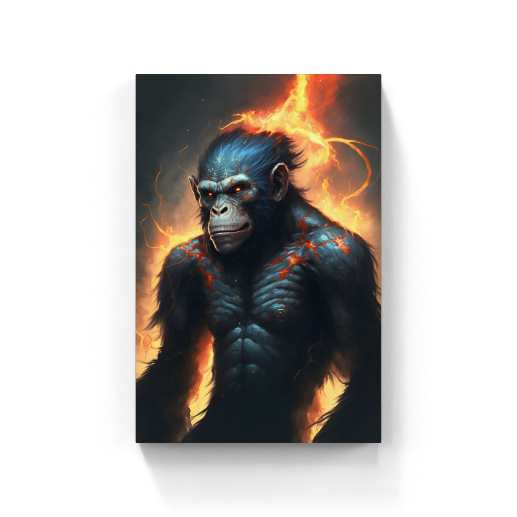 Chimpanzee Inferno: Ablaze with Primal Energy Wall Art