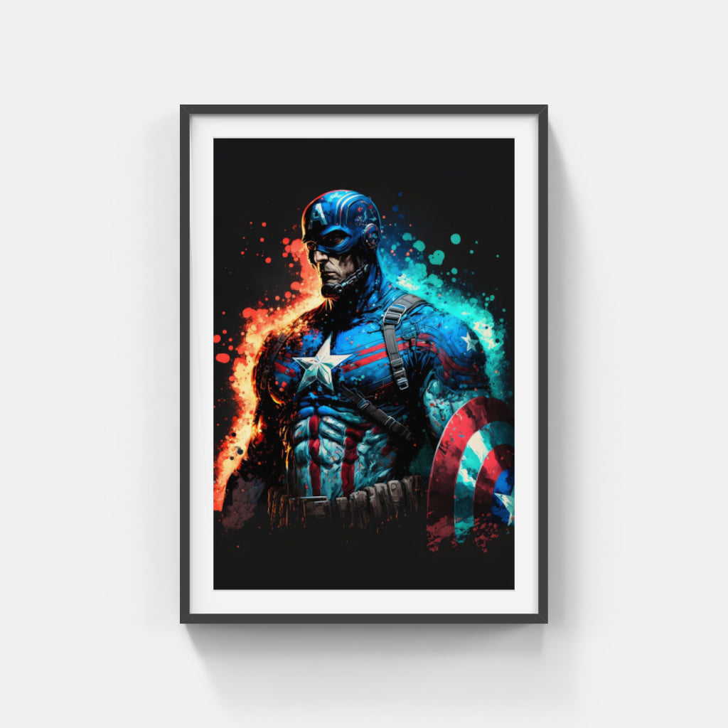 Captain America on Fire: Heroic Flames Wall Art