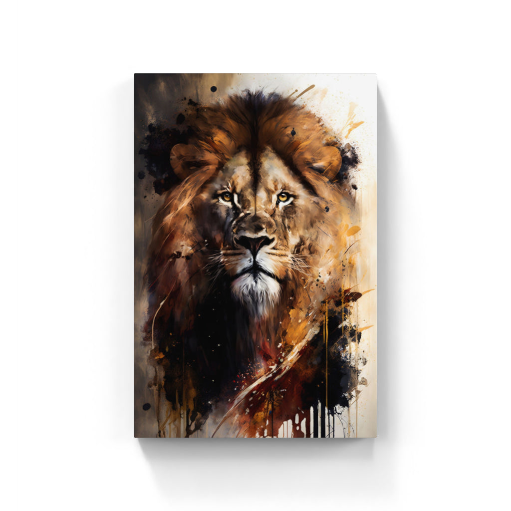 Radiant Majesty: Lion Portrait Against a White Canvas Wall Art