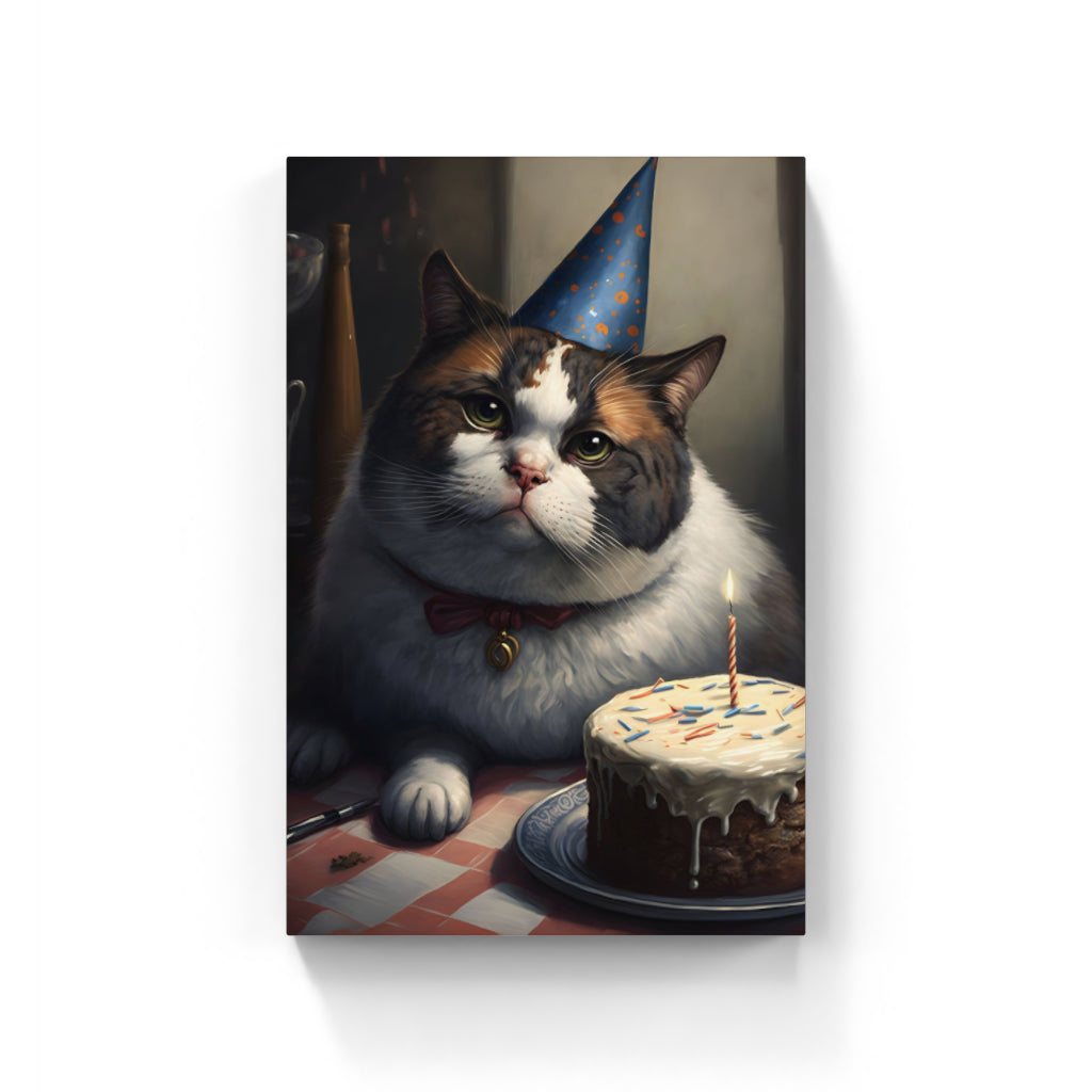 Chubby Cat Celebrates: A Birthday Portrait Wall Art