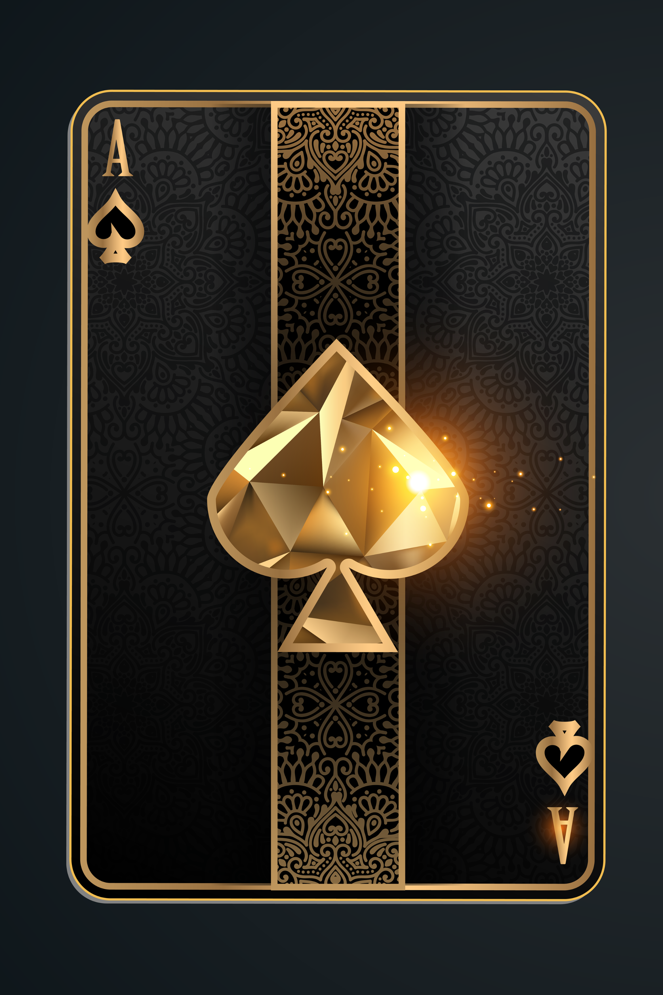 Ace of Spades in Gold Wall Art Canvas Home Decor Prints Art Wall Pictures