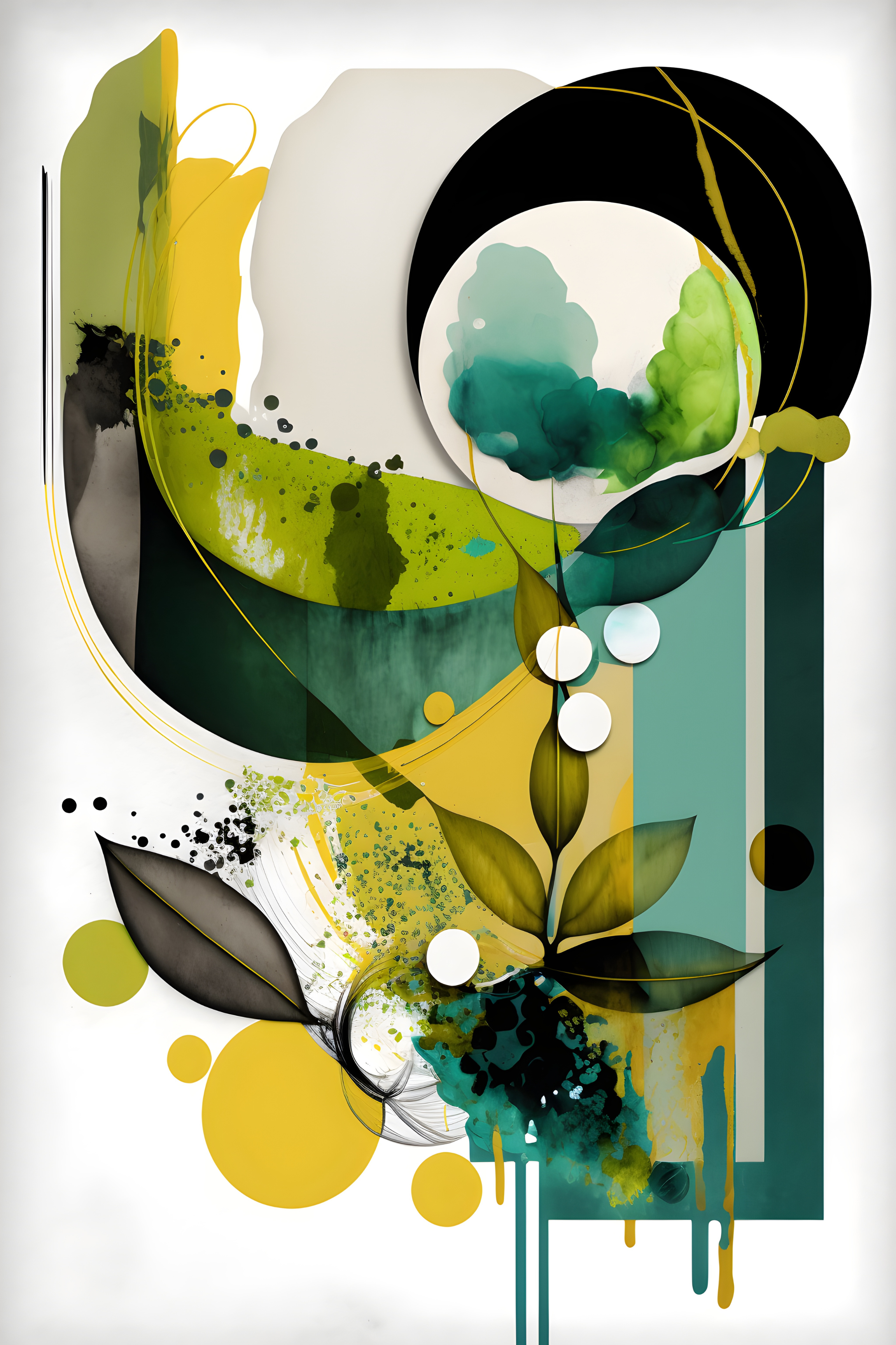 Verdant Dreamscape: Abstract Green Fusion Wall Art