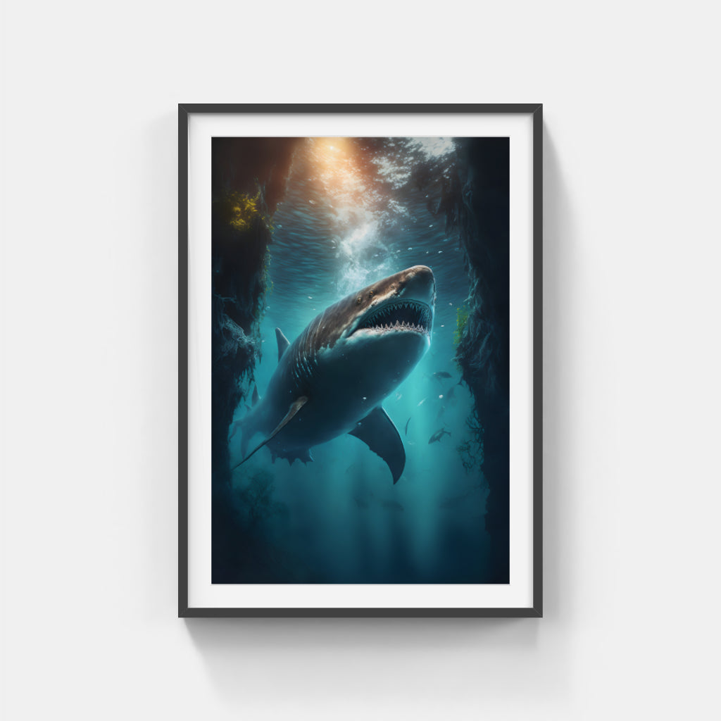 Crystal Depths: The Shark in Pristine Waters Wall Art