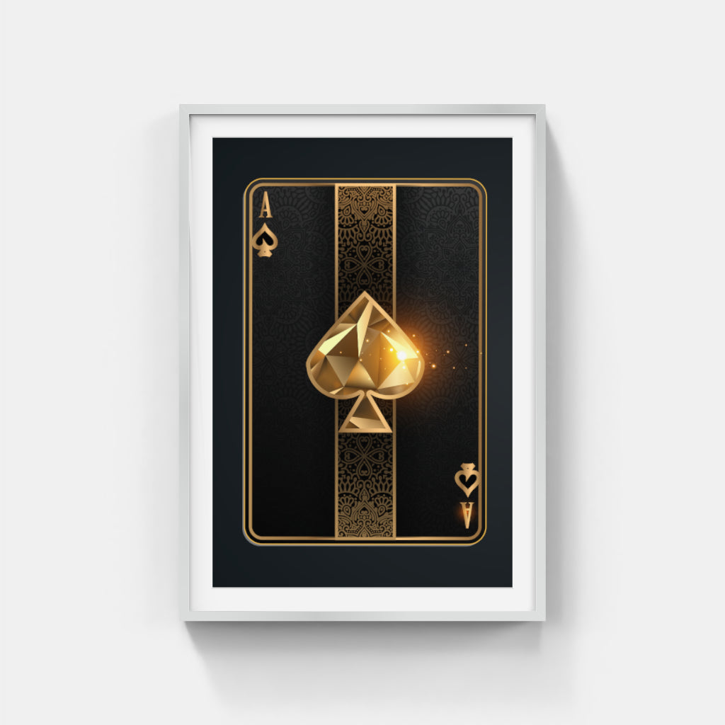 Ace of Spades in Gold Wall Art Canvas Home Decor Prints Art Wall Pictures