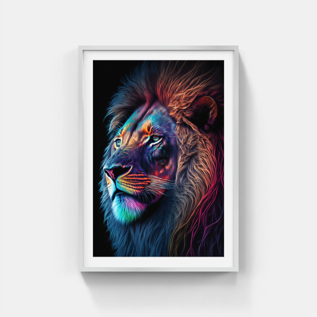 Vibrant Majesty: Colorful Lion Face Wall Art