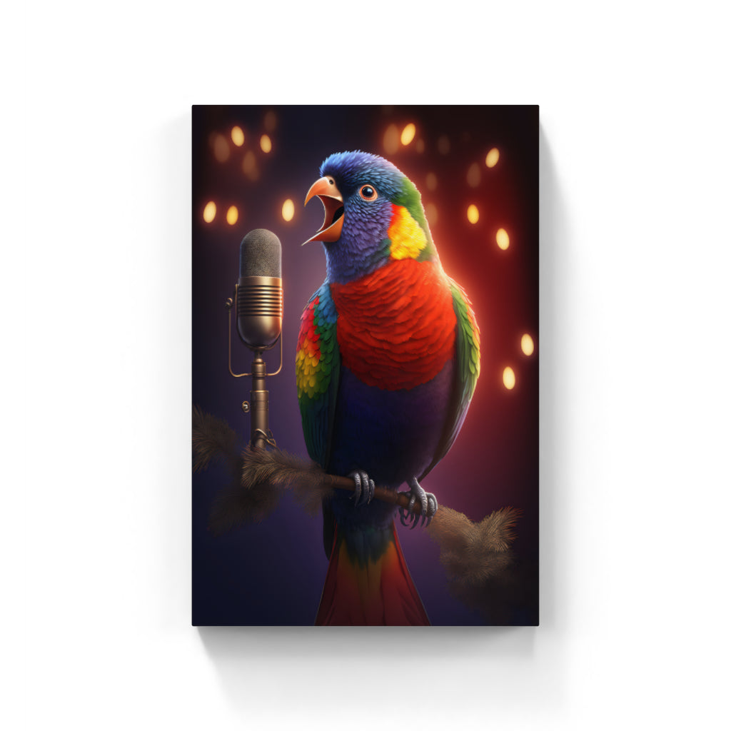 Melodic Colors: Parrot on the Mic Wall Art