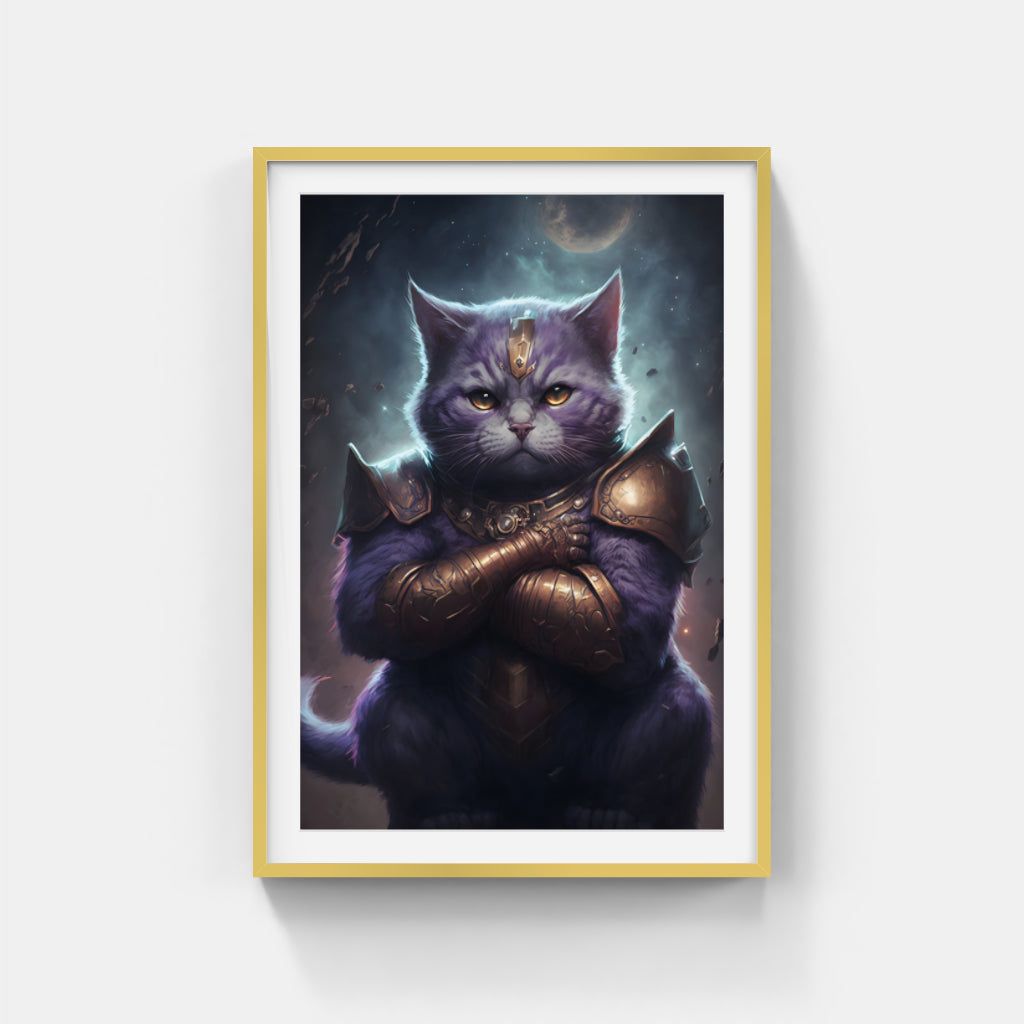 Valiant Sentinel: The Armored Cat Wall Art