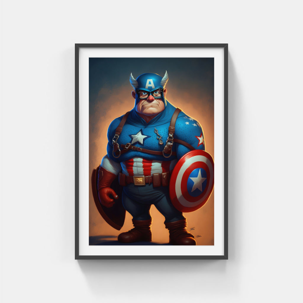 Animated Heroism: Captain America in Action Wall Art